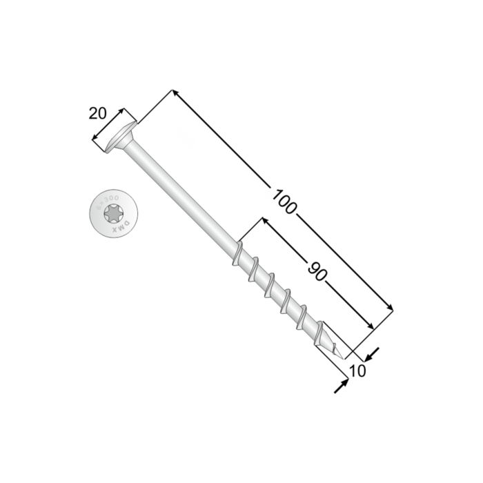 Wkręt do gazobetonu z łbem talerzowym 10mm - GT DMX - 2