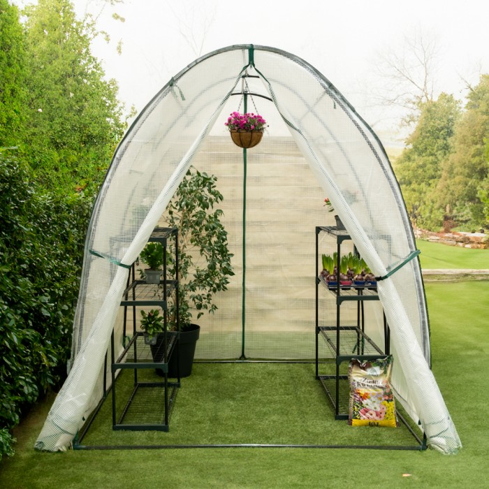 copy of Foliengewächshaus Treibhaus Pflanzenhaus - mit 3 Gitterböden 70x50x158 GRINDI IN THE GARDEN - 2