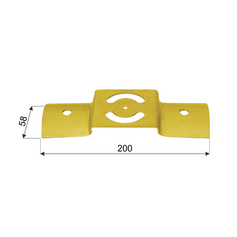 Zaun-Riegelbeschlag zum Rundhölzern - Zink galvanisiert gelb 200x58x2,5 DMX - 3