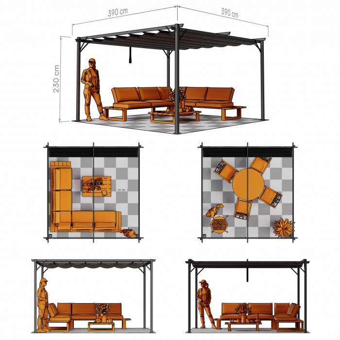 copy of Pergola tarasowa aluminiowa 4x3m GRINDI IN THE GARDEN - 3