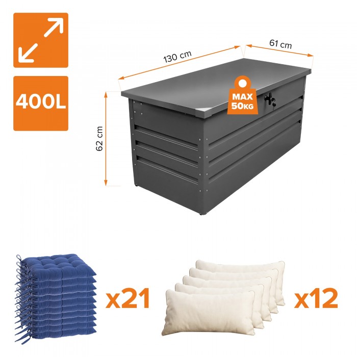 Skrzynia ogrodowa metalowa 400l - 130x61x62 - Orto GRINDI IN THE GARDEN - 3