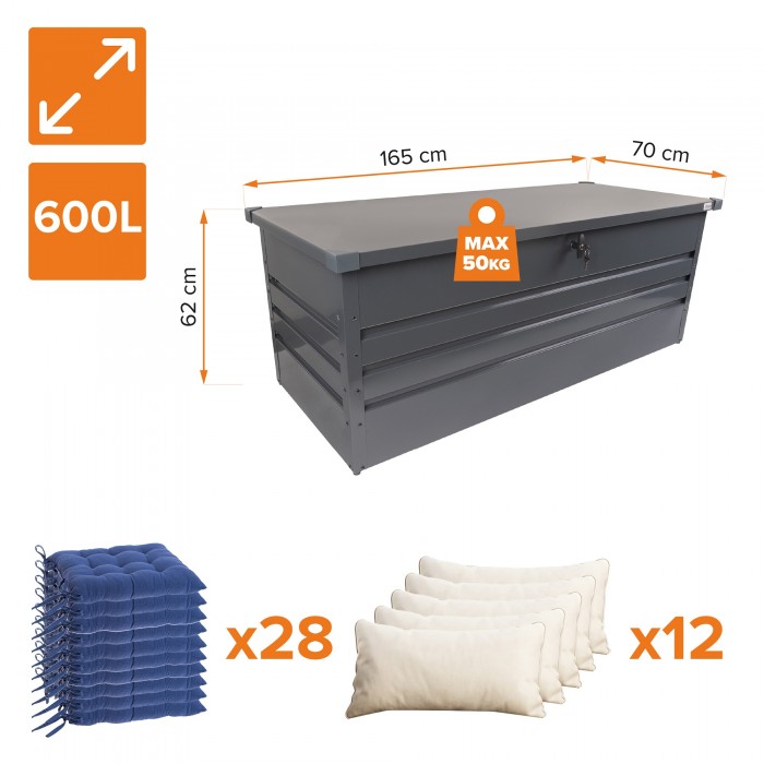 copy of Skrzynia ogrodowa metalowa 400l - 130x61x62 - Orto GRINDI IN THE GARDEN - 3