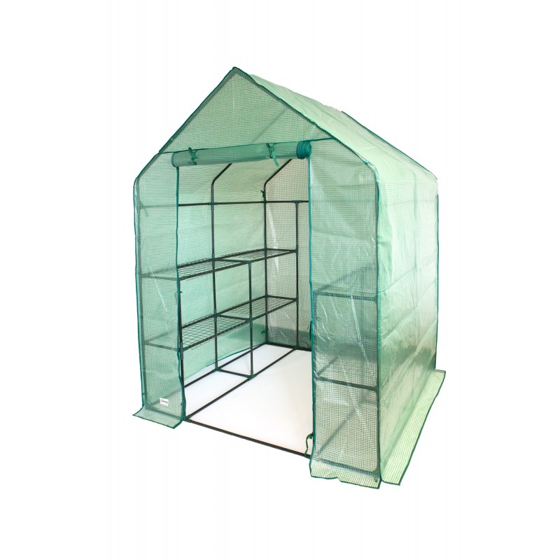 Foliengewächshaus Treibhaus Pflanzenhaus mit Regal - 143x143x195 Grindi - 1