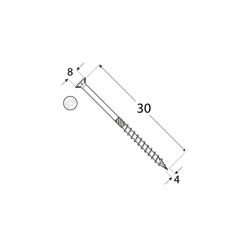 Holzbauschrauben mit Senkkopf CS - 4mm TORX - Zink galvanisiert DMX - 5