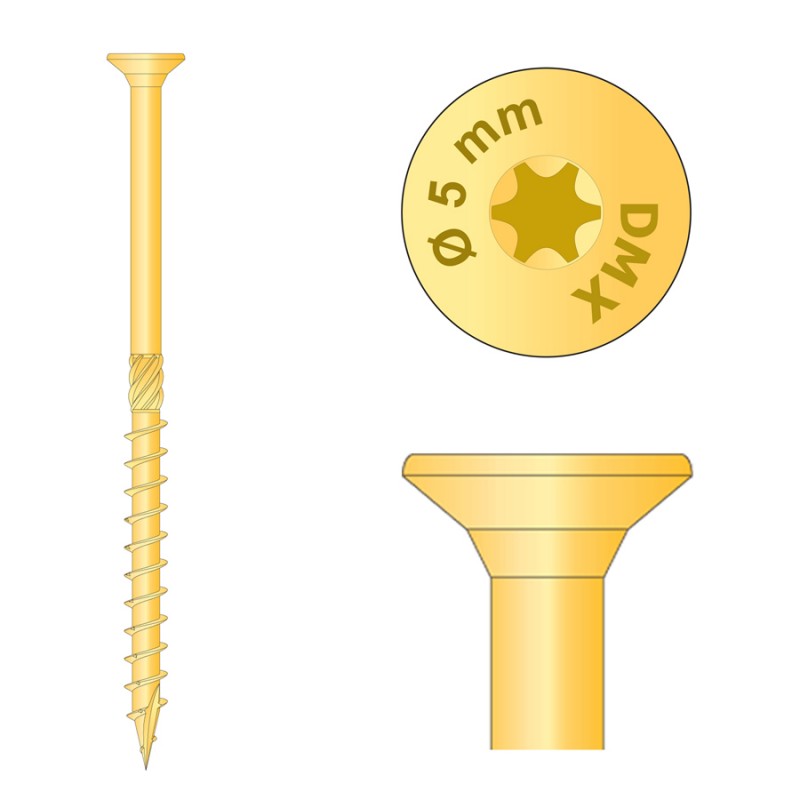 Holzbauschrauben mit Senkkopf CS - 5mm TORX - Zink galvanisiert DMX - 7