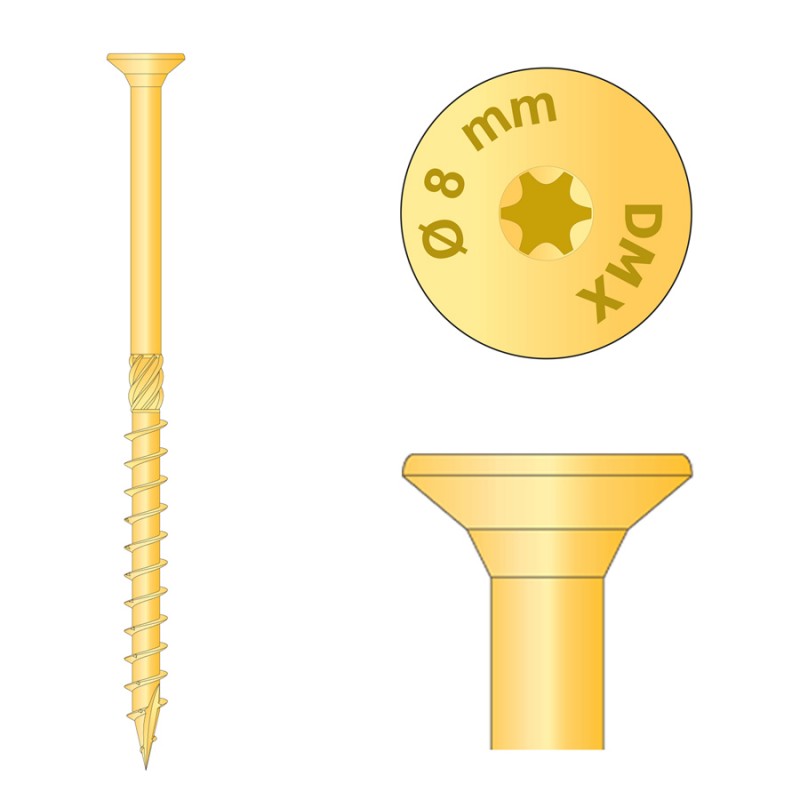 Holzbauschrauben mit Senkkopf CS - 8mm TORX - Zink galvanisiert DMX - 28