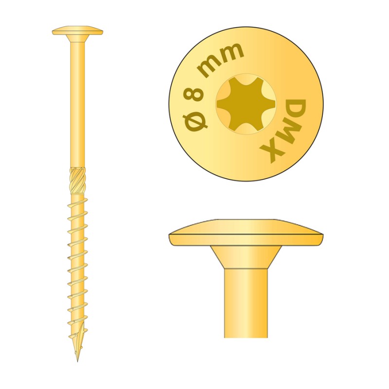 Holzbauschrauben mit Tellerkopf CT - 8mm TORX - Zink galvanisiert DMX - 11