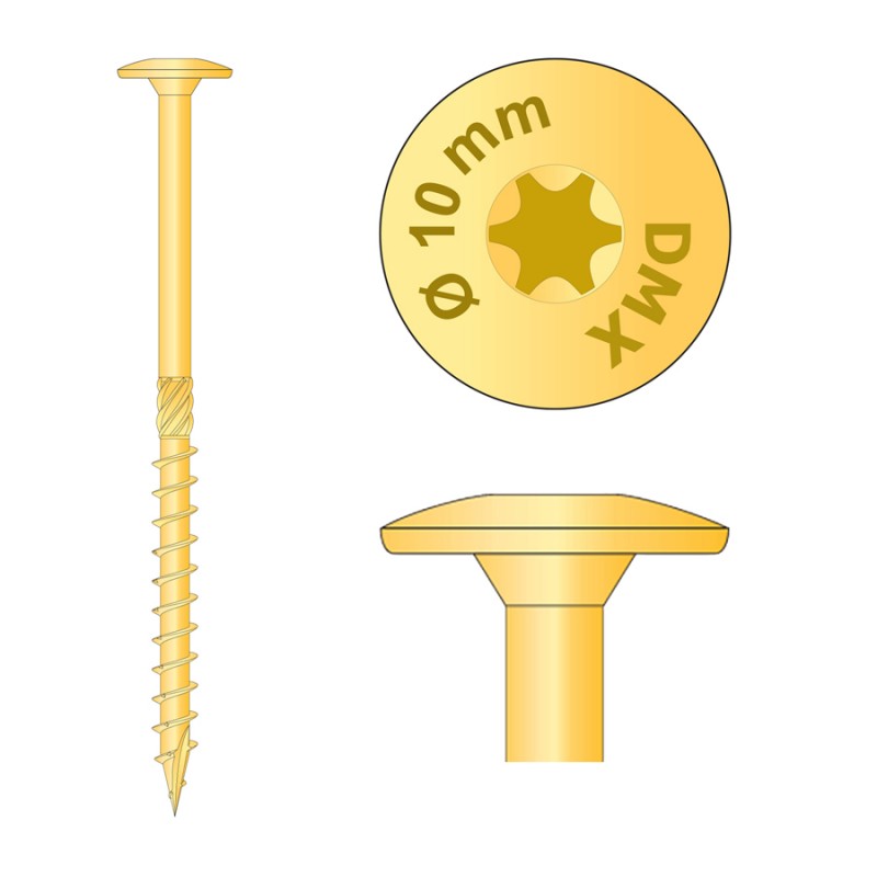 Holzbauschrauben mit Tellerkopf CT - 10mm TORX - Zink galvanisiert DMX - 26