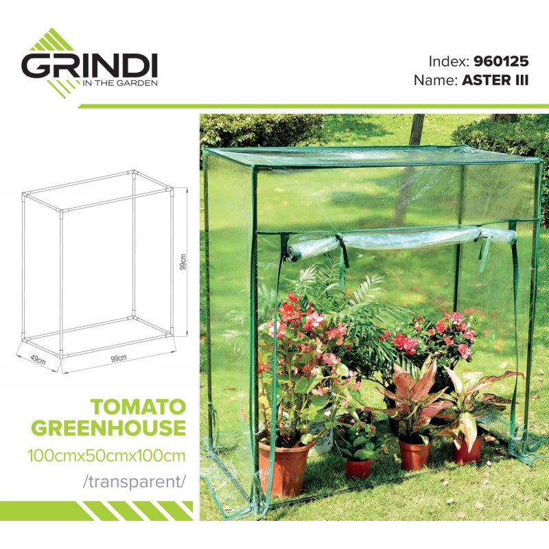 copy of Tomaten Foliengewächshaus Treibhaus Pflanzenhaus - 50x100x150 - Transparent Grindi - 7