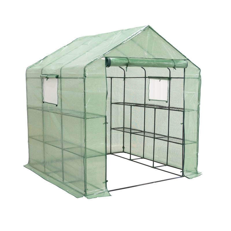 copy of Foliengewächshaus Treibhaus Pflanzenhaus mit Regal - 143x143x195 Grindi - 1