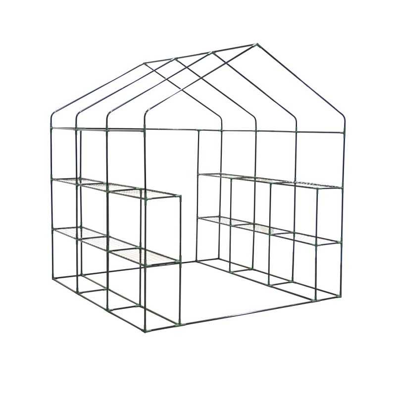 copy of Foliengewächshaus Treibhaus Pflanzenhaus mit Regal - 143x143x195 Grindi - 11